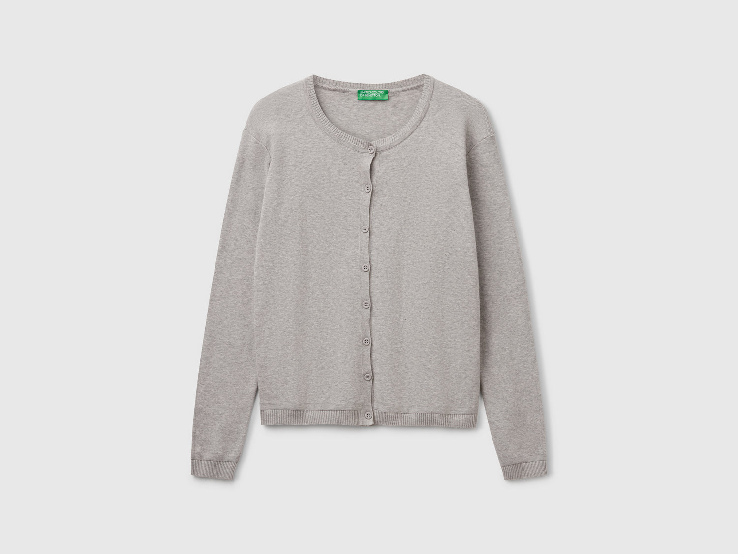 Crew neck cardigan in pure cotton da donna grigio chiaro | Benetton Outlet