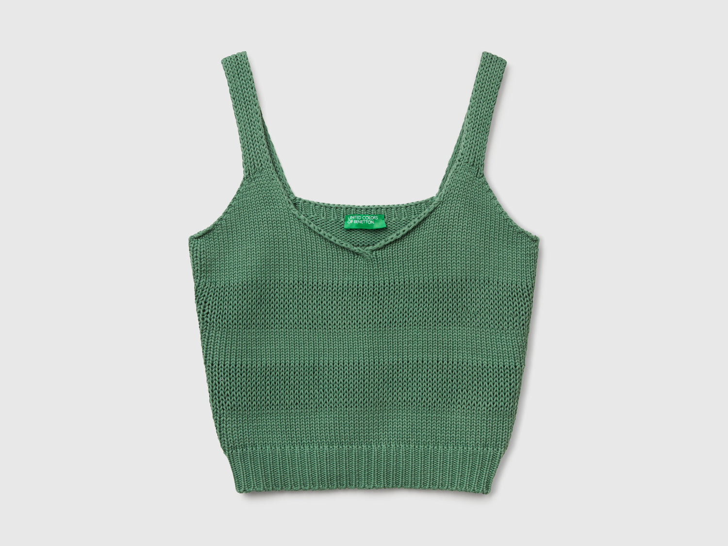 Canotta in maglia 100% cotone da donna verde | Benetton Outlet