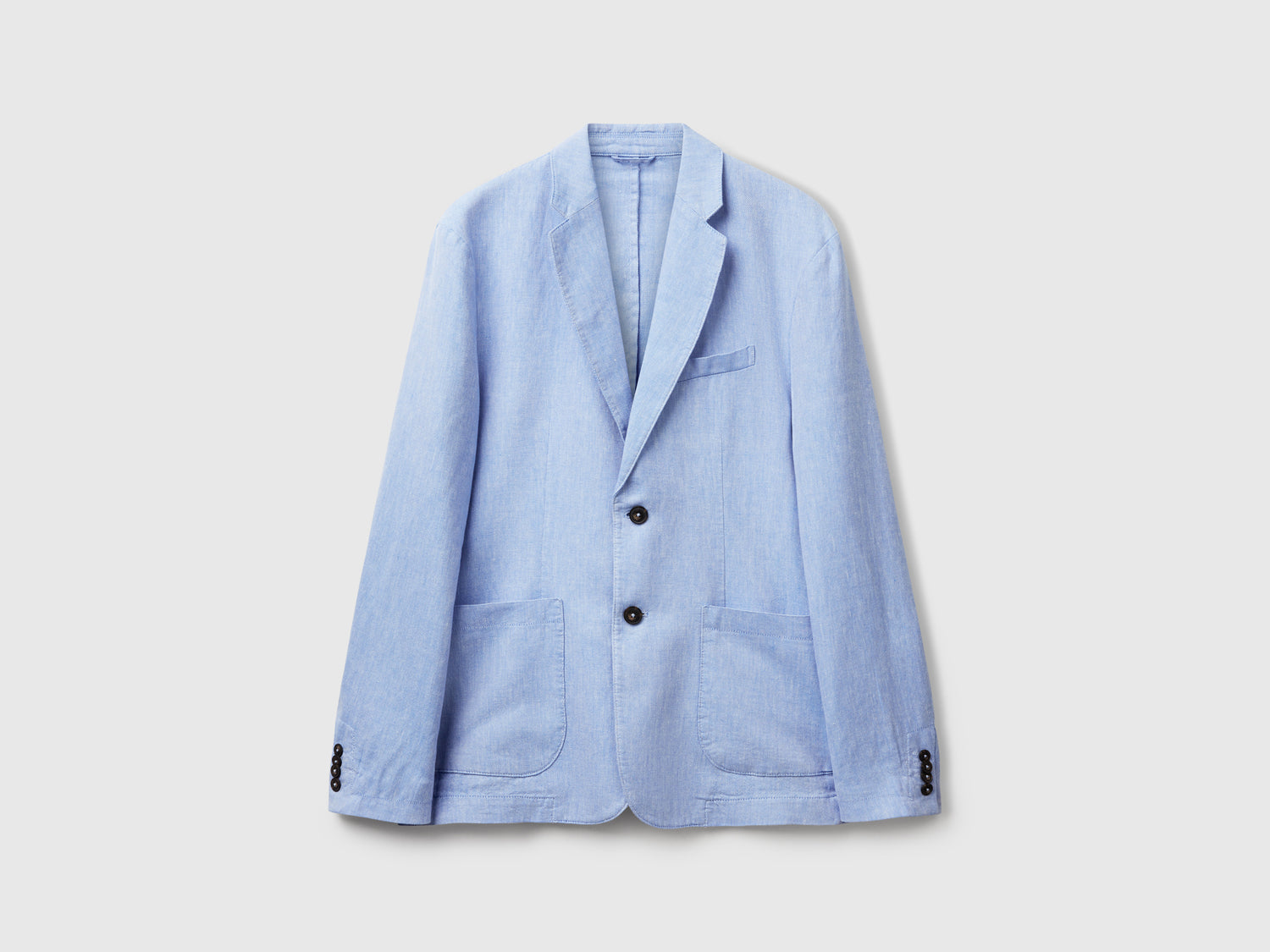 Blazer rigato in misto lino da uomo azzurro | Benetton Outlet
