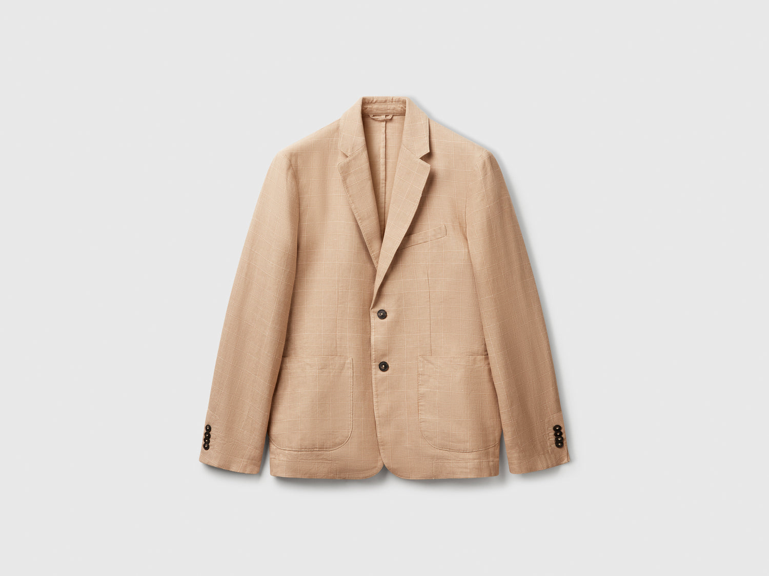 Blazer rigato in misto lino da uomo beige | Benetton Outlet