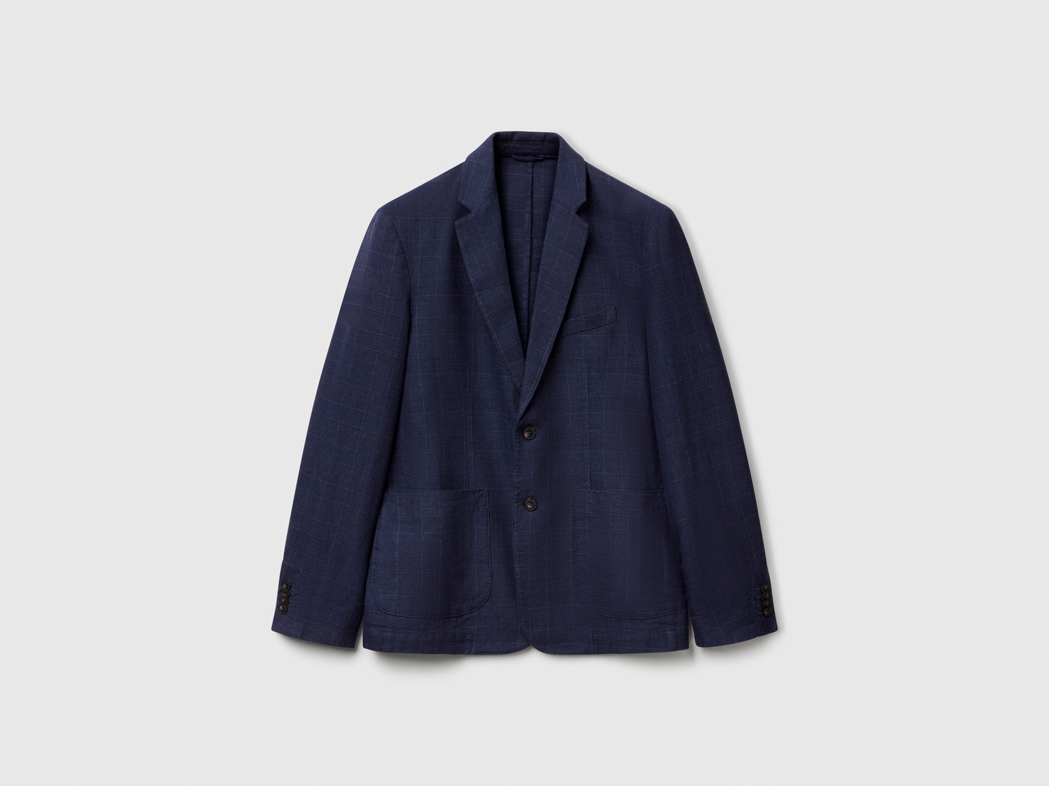 Blazer rigato in misto lino da uomo blu scuro | Benetton Outlet