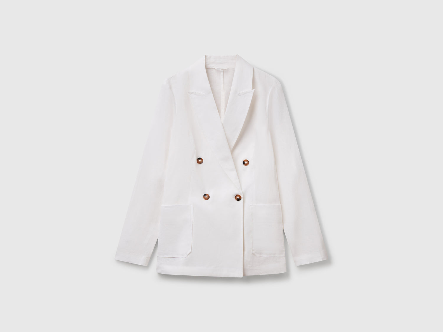 Giacca doppiopetto in puro lino da donna bianco | Benetton Outlet