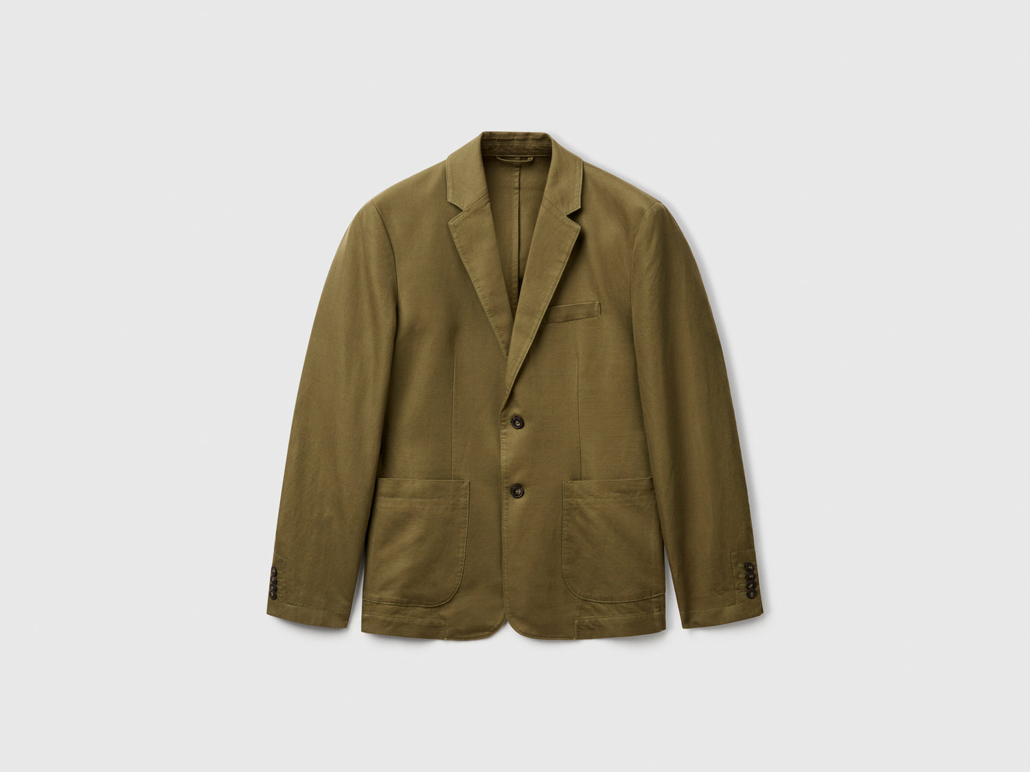 Blazer slim fit in misto lino da uomo verde militare | Benetton Outlet