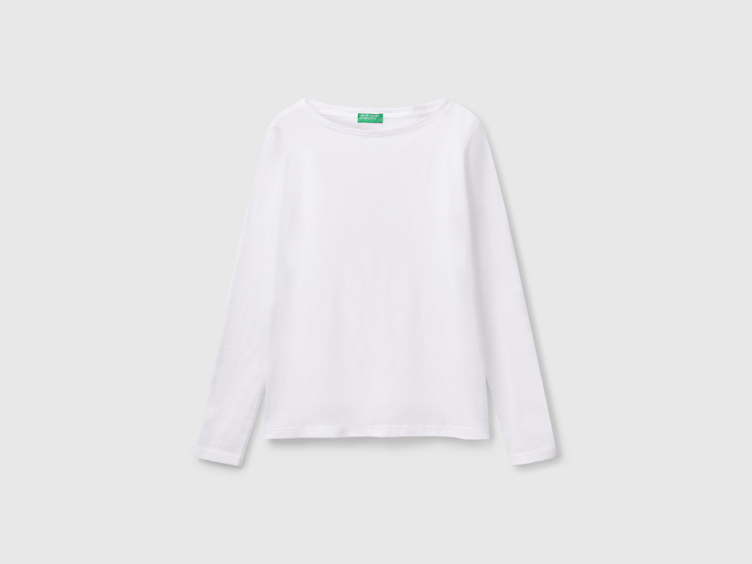100% cotton boat-neck T-shirt da donna bianco | Benetton Outlet