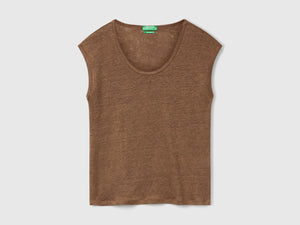Pure linen wide neck T-shirt