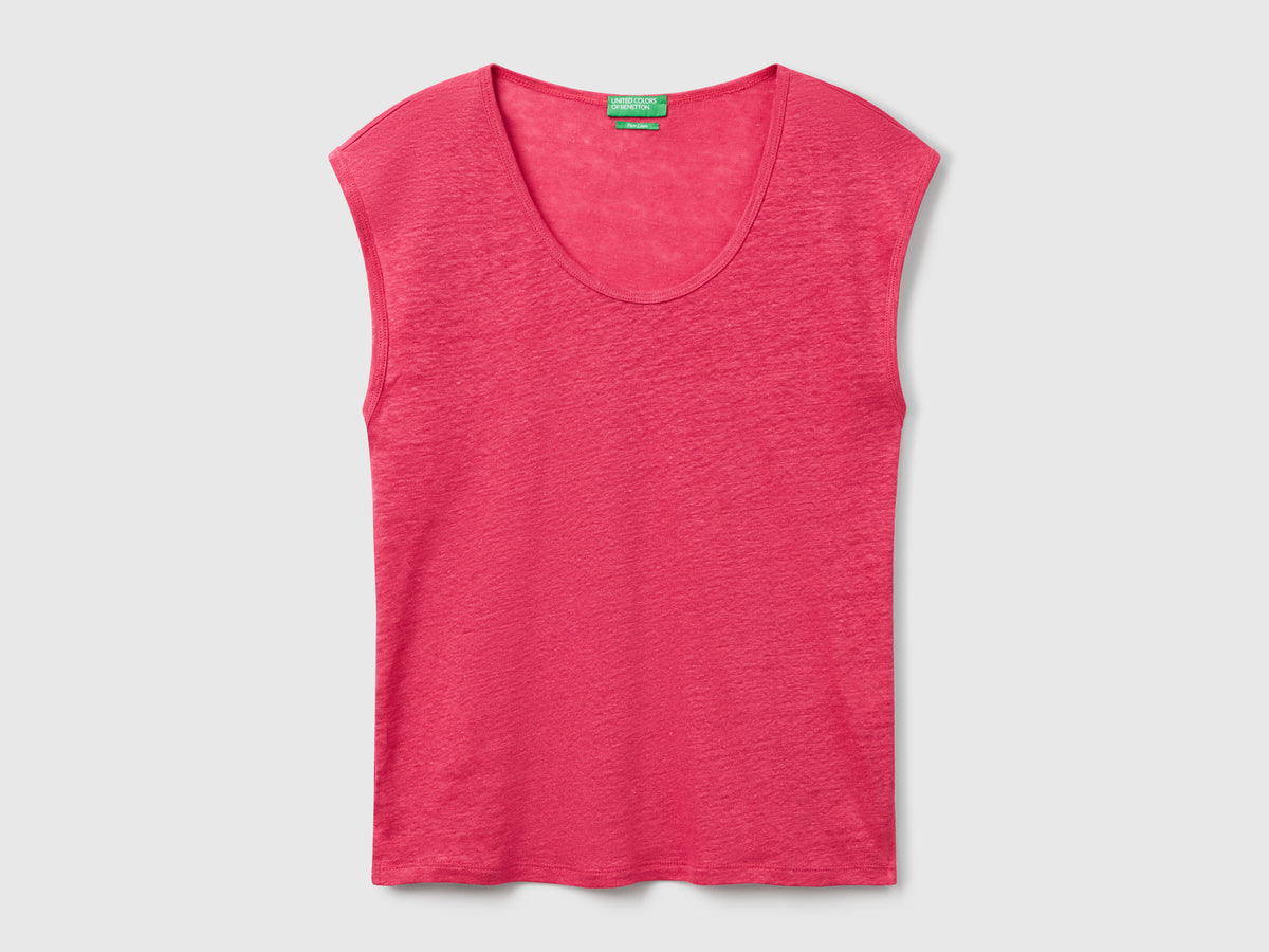 Pure linen wide neck T-shirt