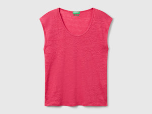 Pure linen wide neck T-shirt