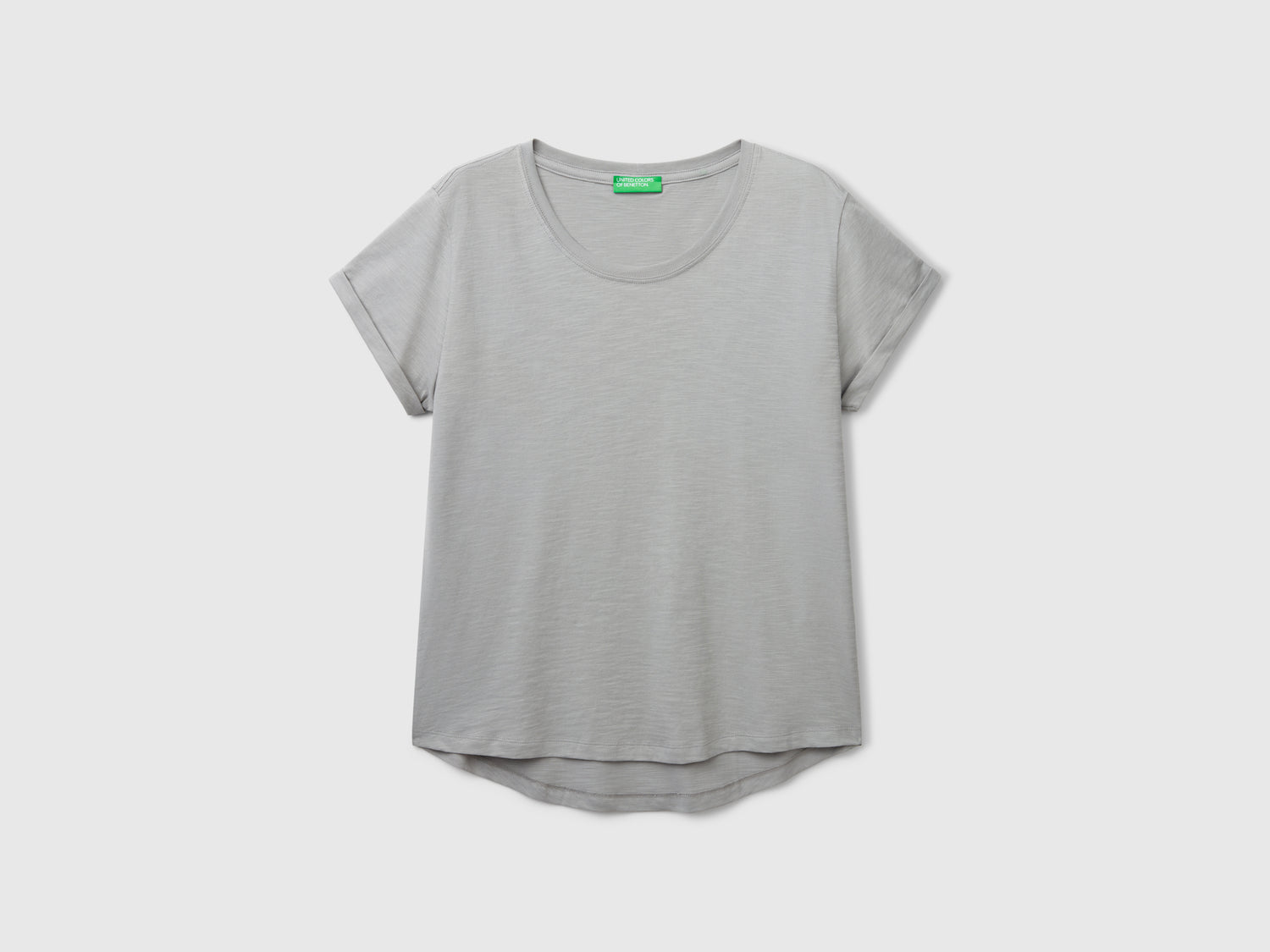 T-shirt manica corta in cotone leggero da donna grigio | Benetton Outlet