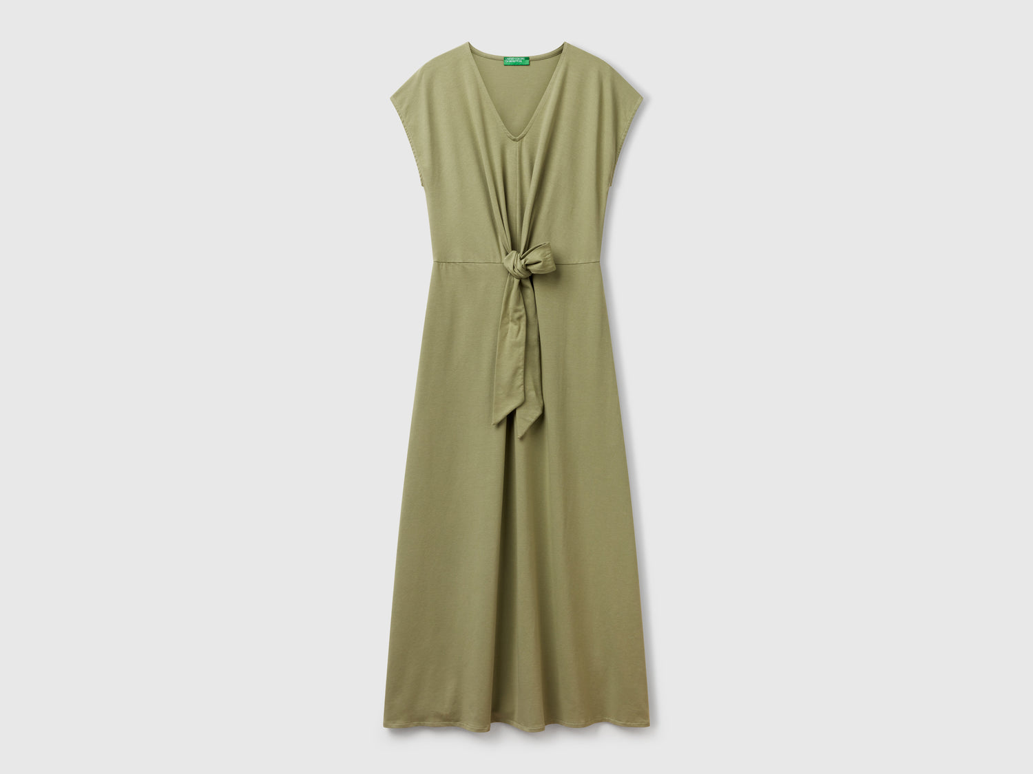 Stretch cotton dress da donna verde oliva | Benetton Outlet