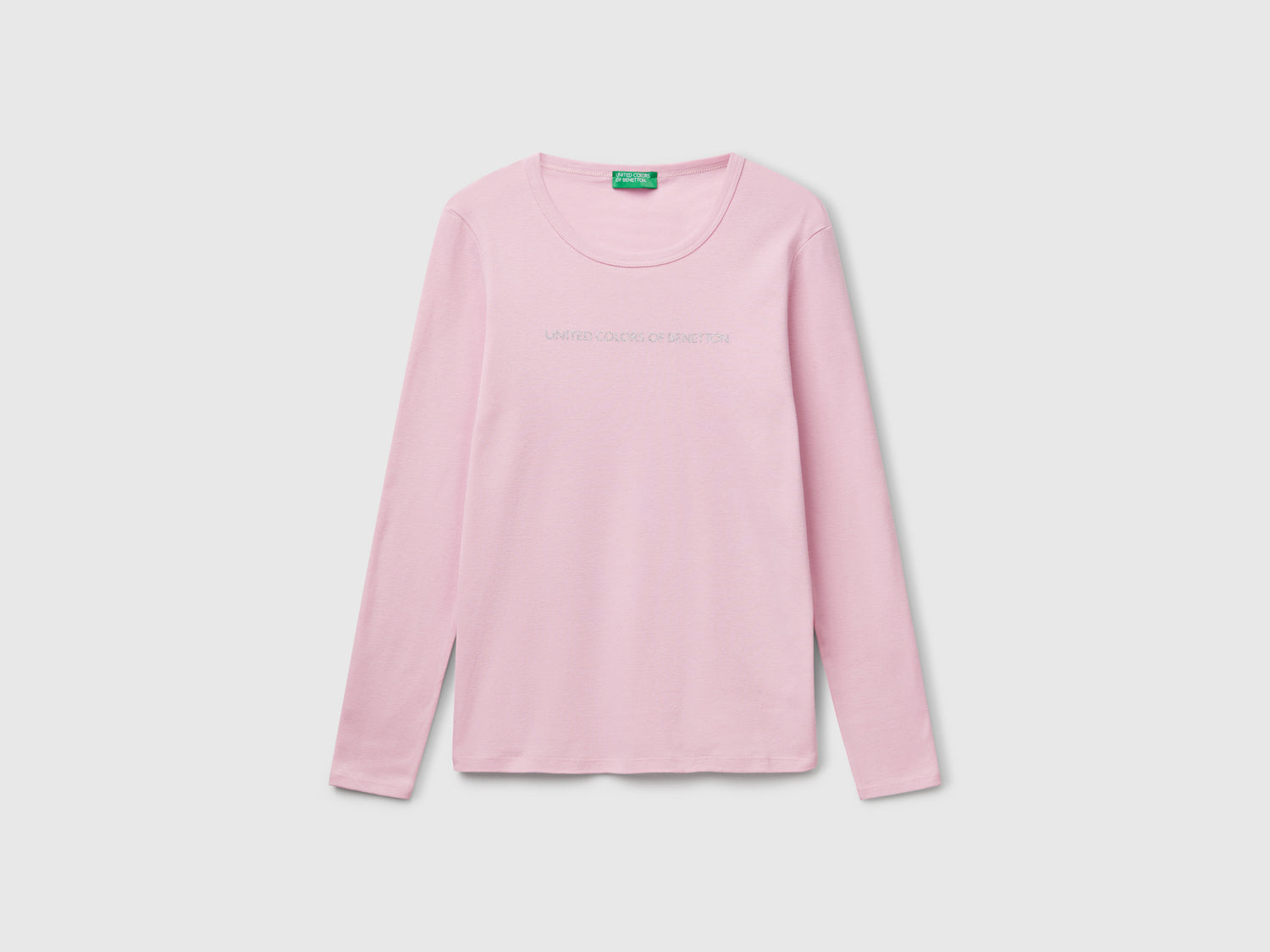 T-shirt a manica lunga 100% cotone da donna rosa | Benetton Outlet