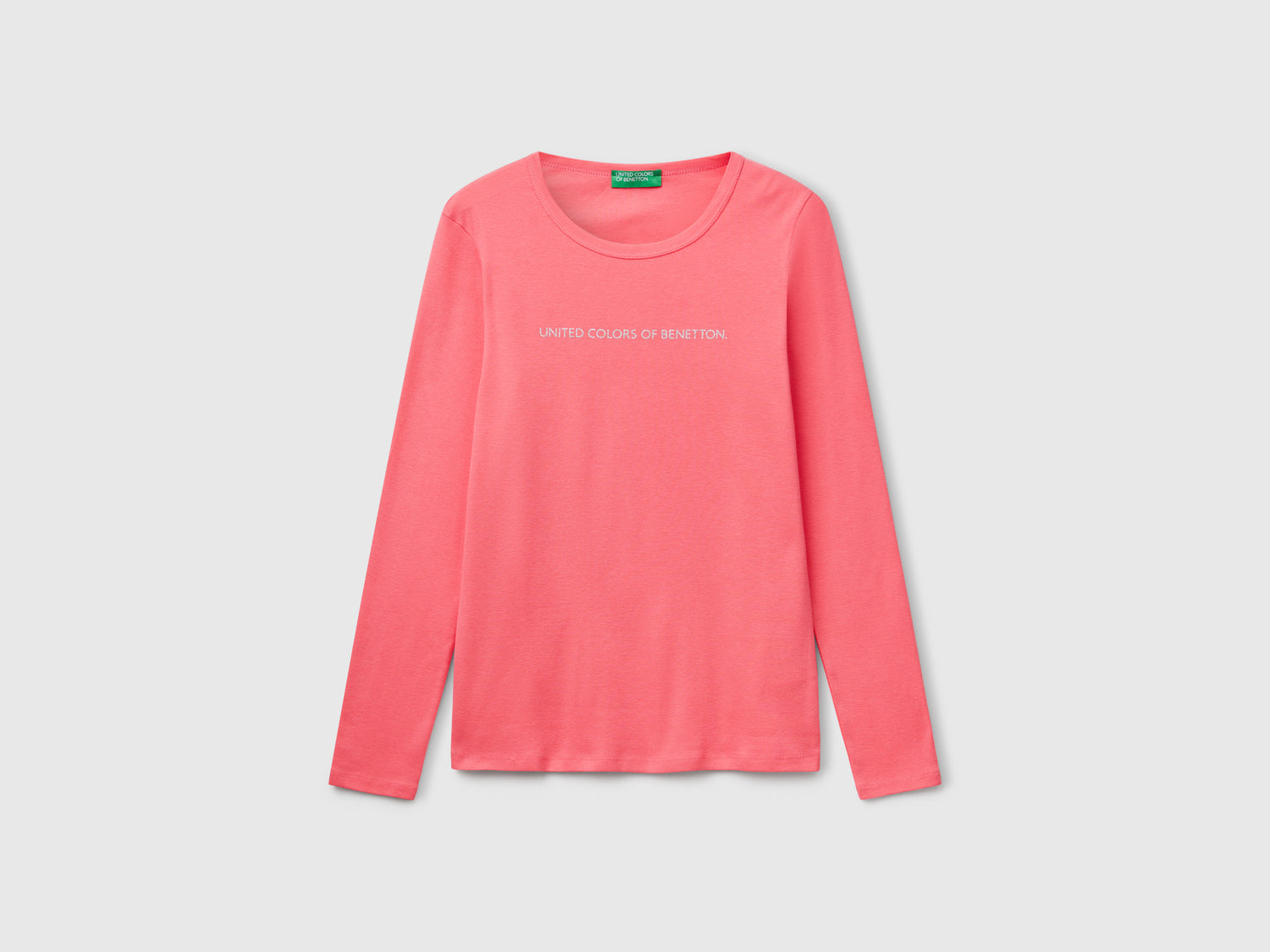 T-shirt a manica lunga 100% cotone da donna fucsia | Benetton Outlet