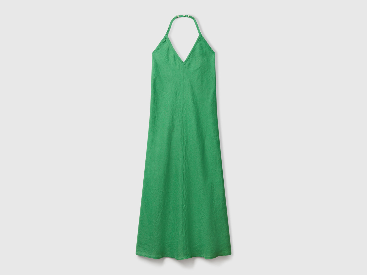 Long dress in pure linen da donna verde | Benetton Outlet