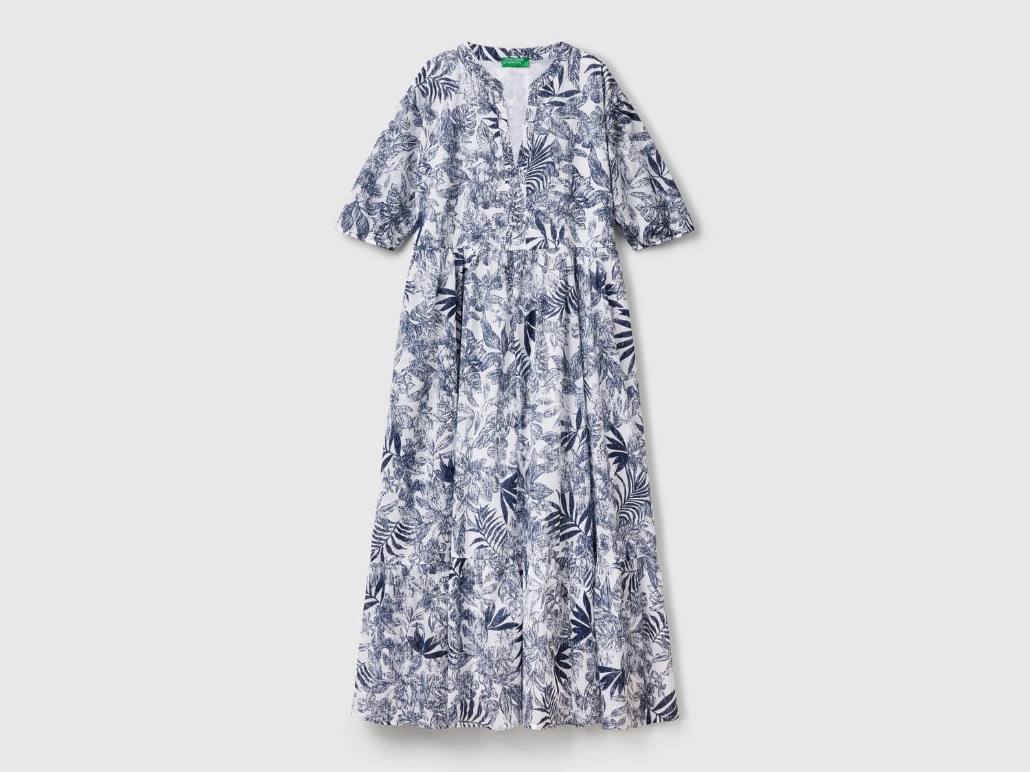 Tropical print dress da donna blu | Benetton Outlet