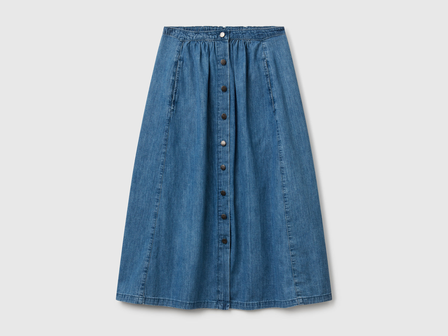 Gonna di jeans con bottoni da donna blu | Benetton Outlet