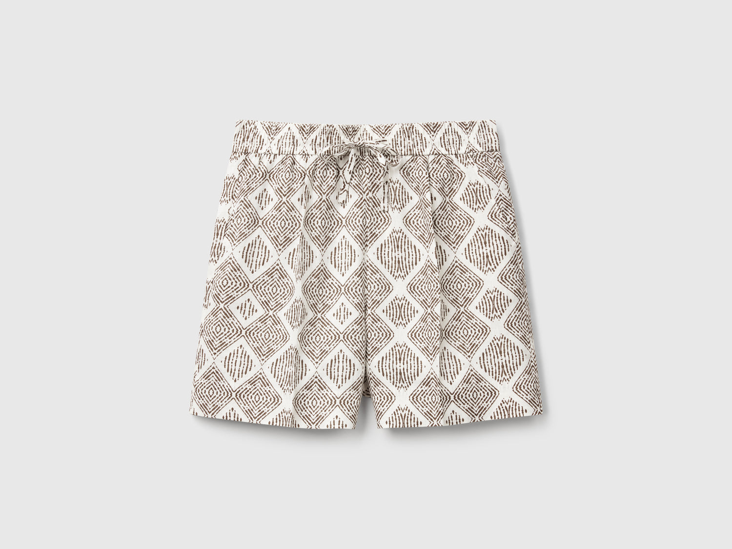 Shorts in lino stampato da donna beige | Benetton Outlet