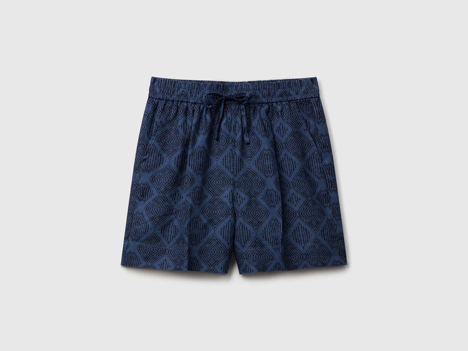 Shorts in lino stampato da donna blu | Benetton Outlet