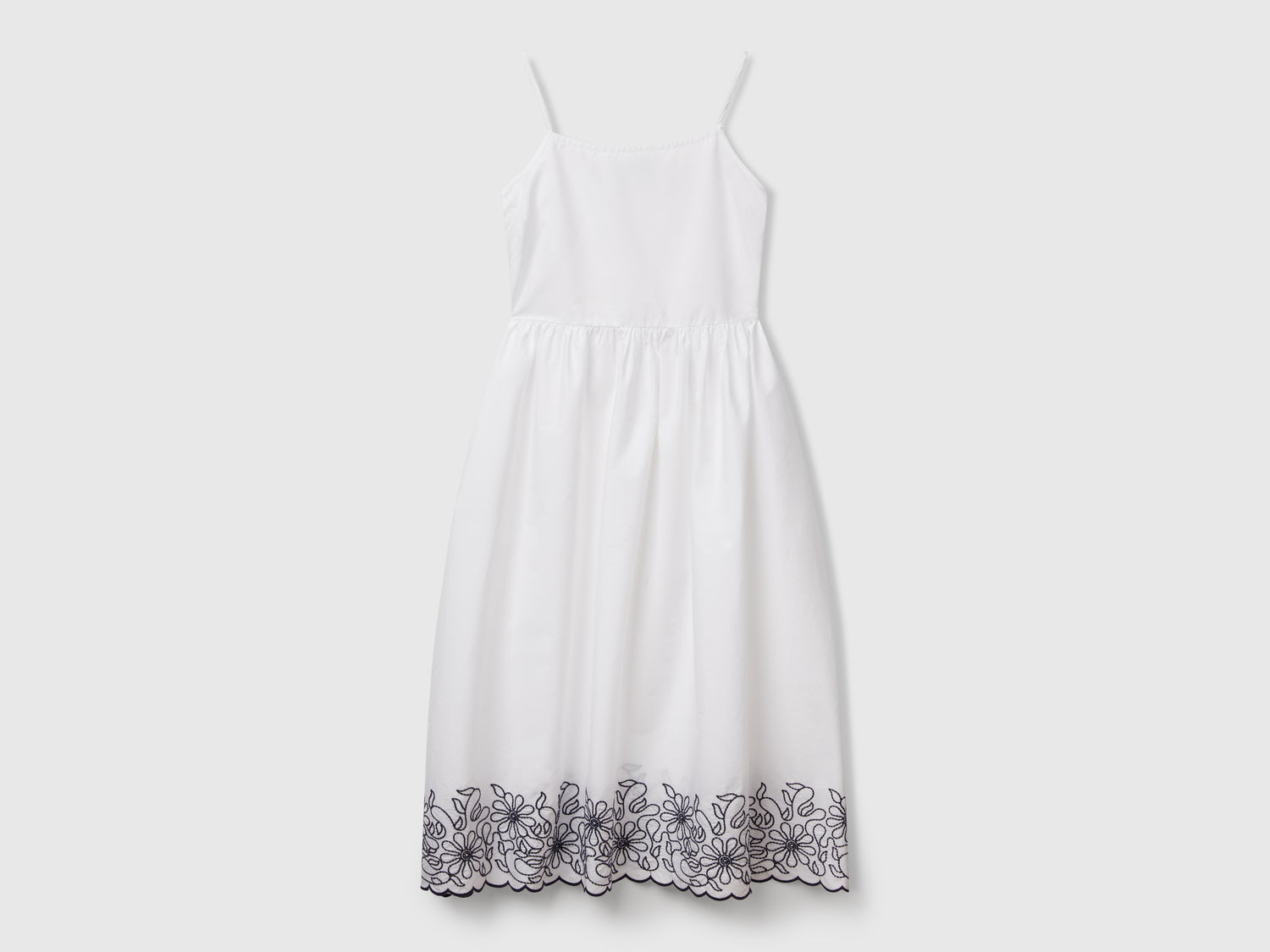 Dress with floral embroidery da donna bianco | Benetton Outlet