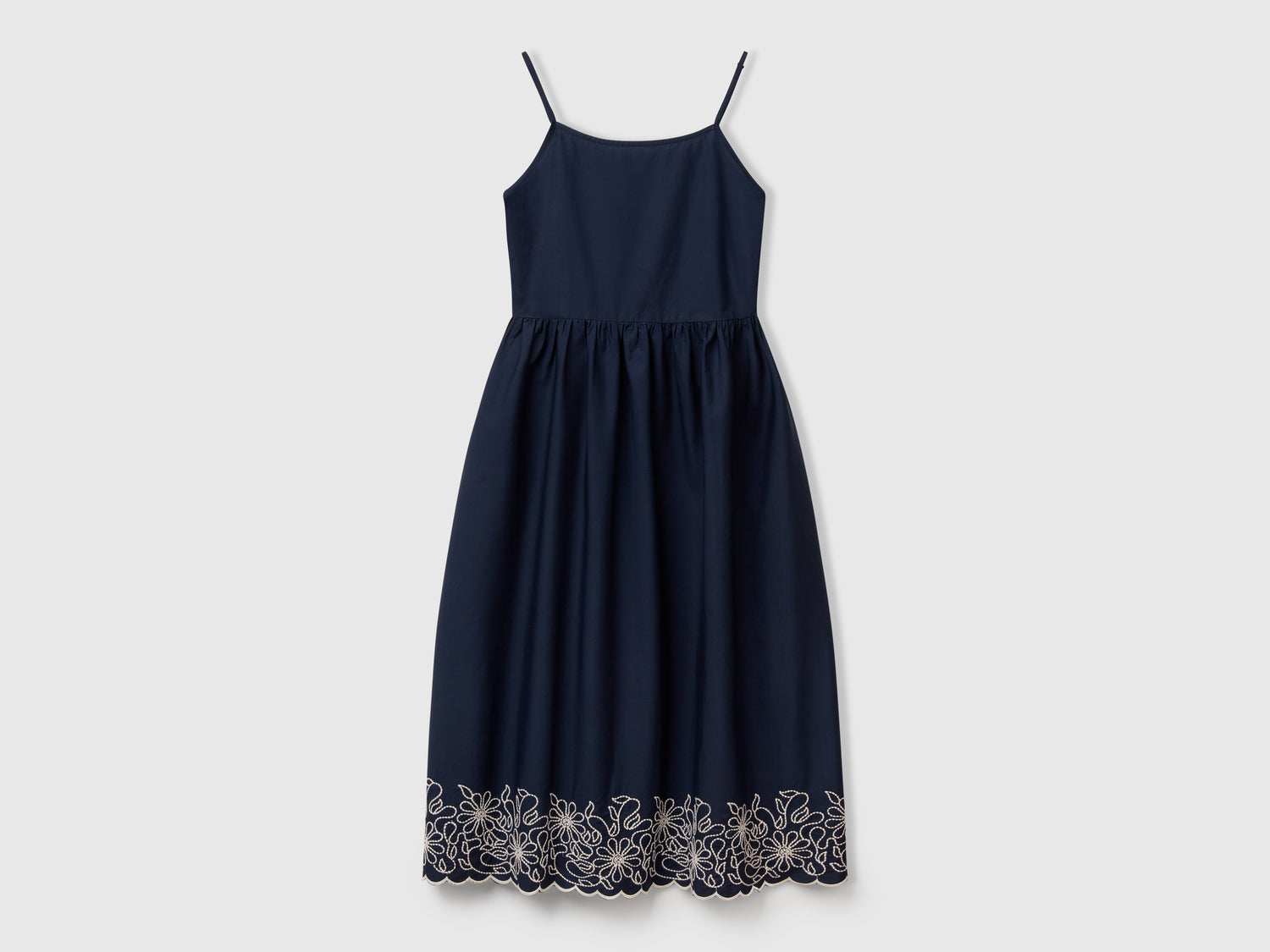 Dress with floral embroidery da donna blu scuro | Benetton Outlet