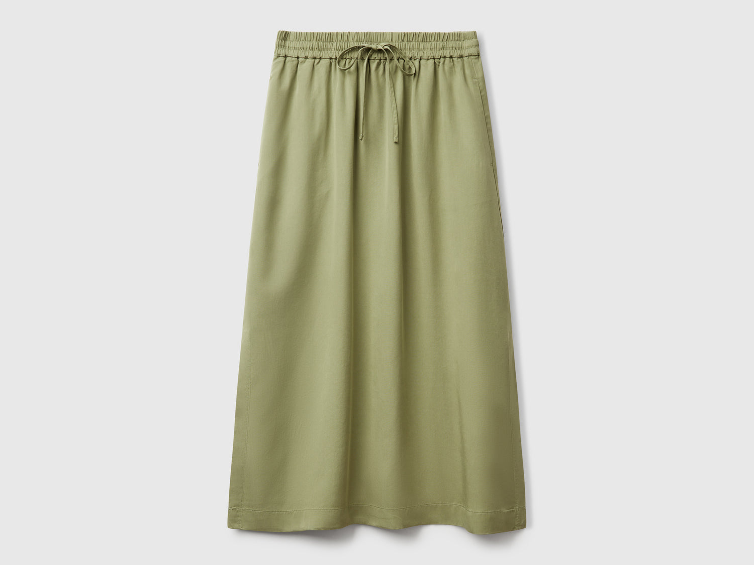 Gonna midi fluida da donna verde oliva | Benetton Outlet