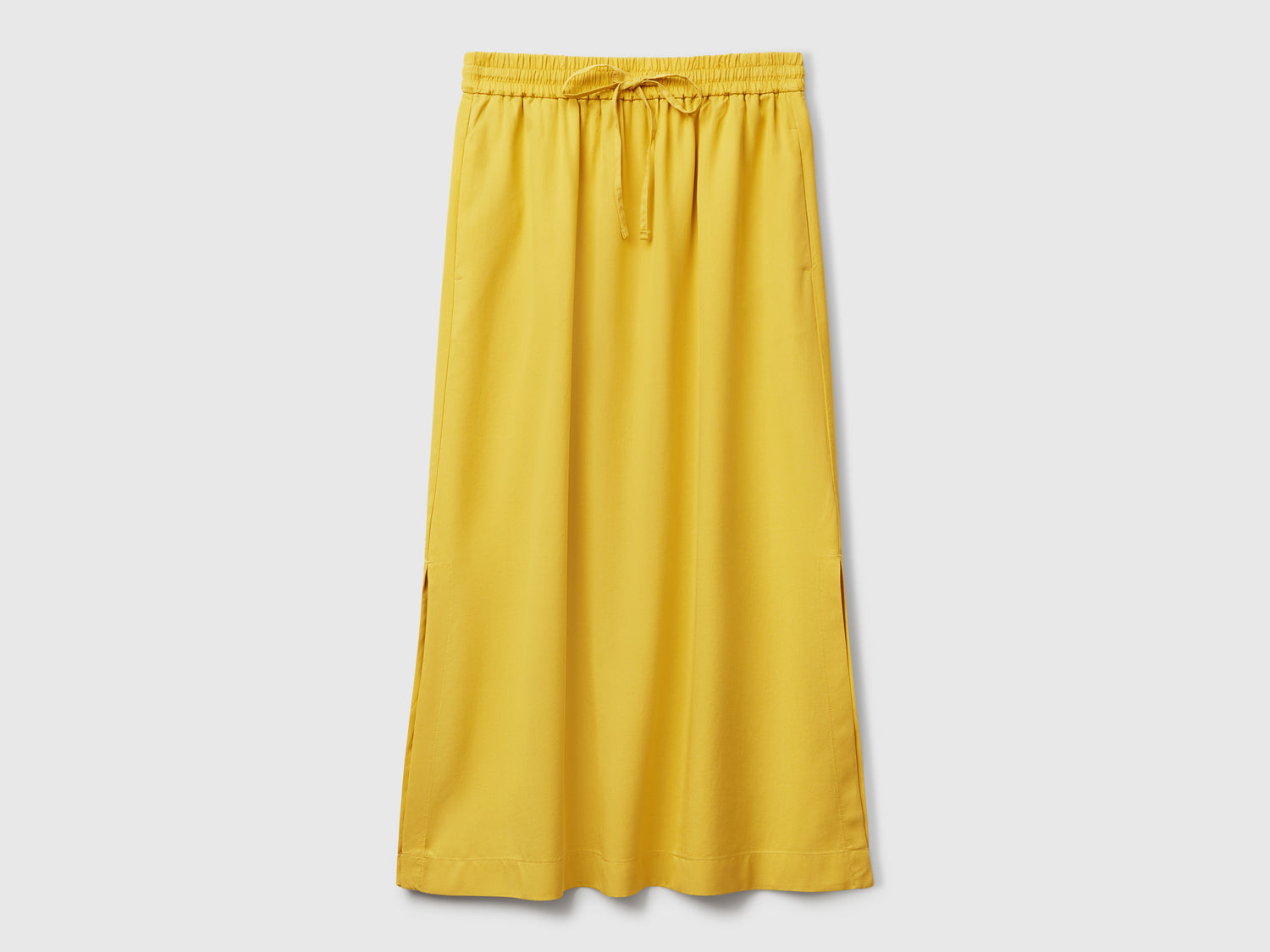 Gonna midi fluida da donna senape | Benetton Outlet