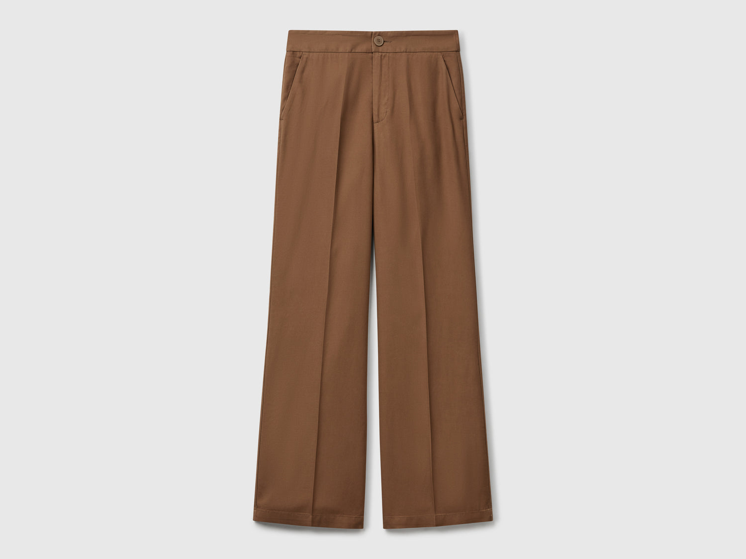 Pantaloni in puro lyocell da donna marrone | Benetton Outlet
