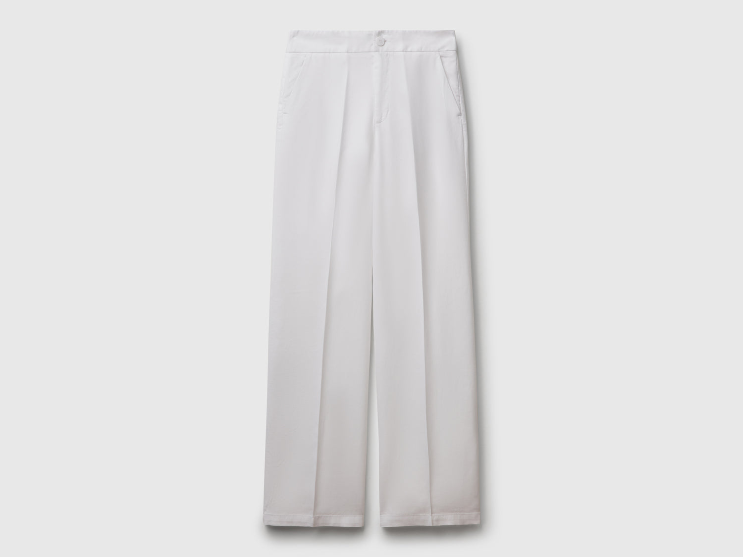 Pantaloni in puro lyocell da donna bianco | Benetton Outlet