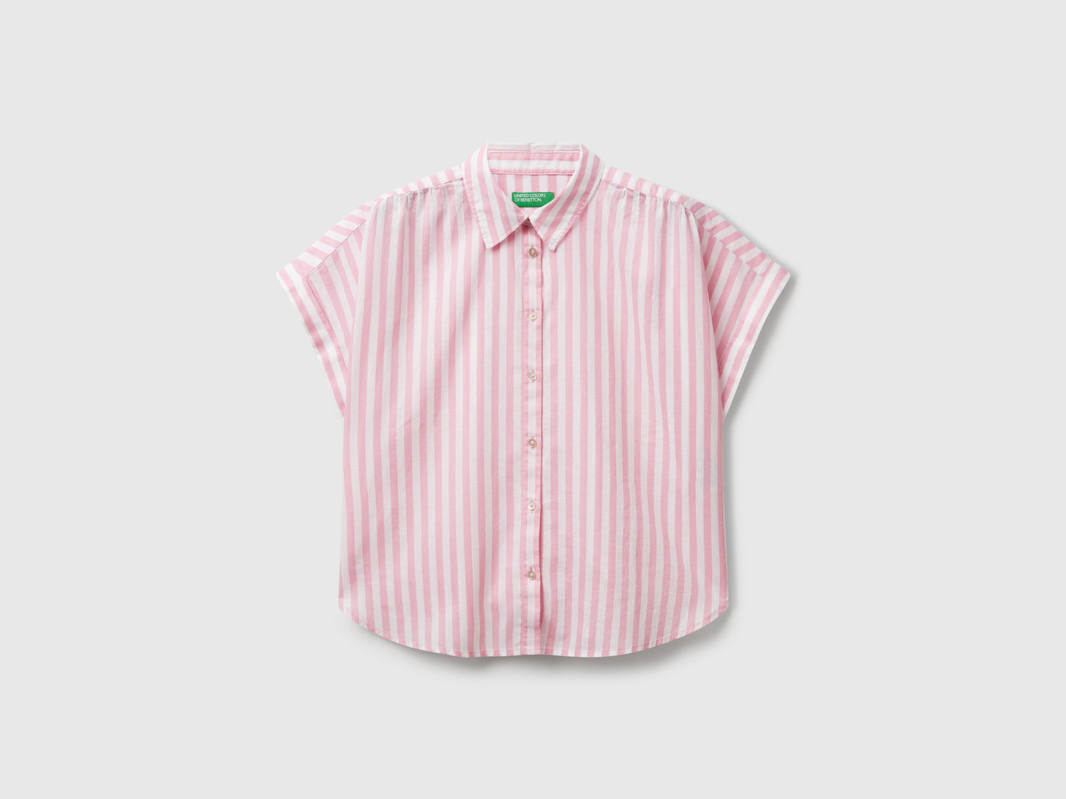 Camicia a righe comfort fit da donna rosa | Benetton Outlet