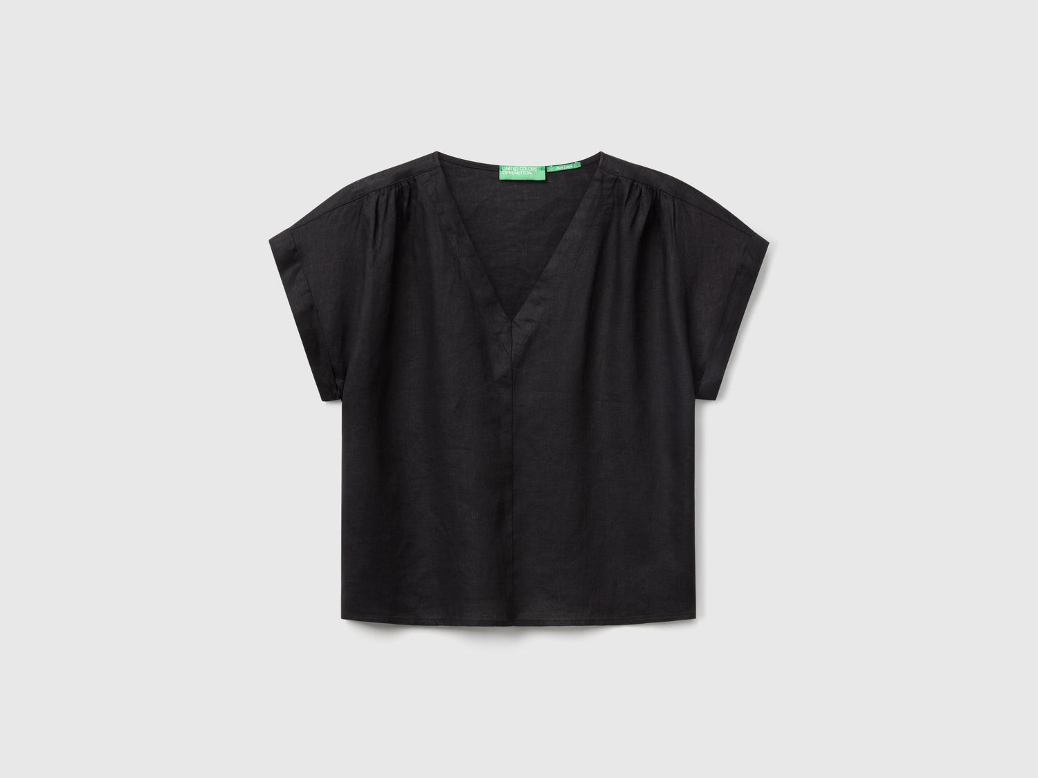 Blusa in puro lino da donna nero | Benetton Outlet