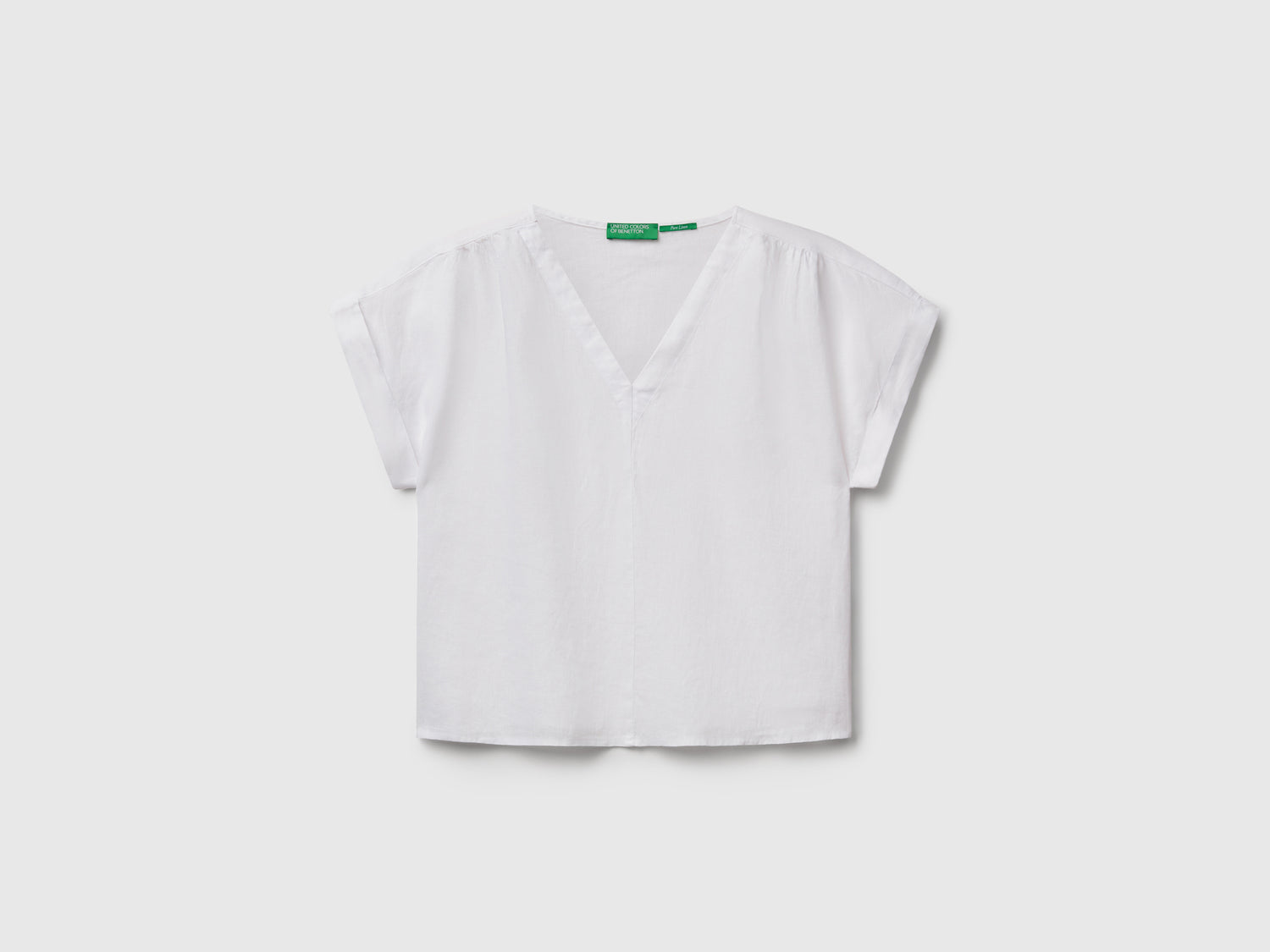 Blusa in puro lino da donna bianco | Benetton Outlet