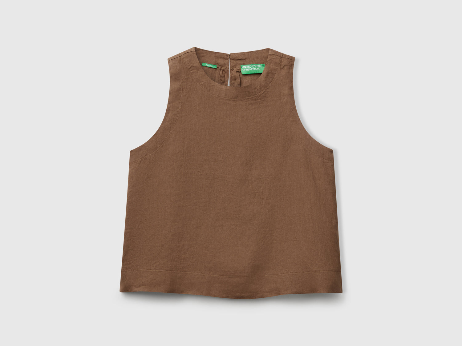 Top smanicato in puro lino da donna marrone | Benetton Outlet