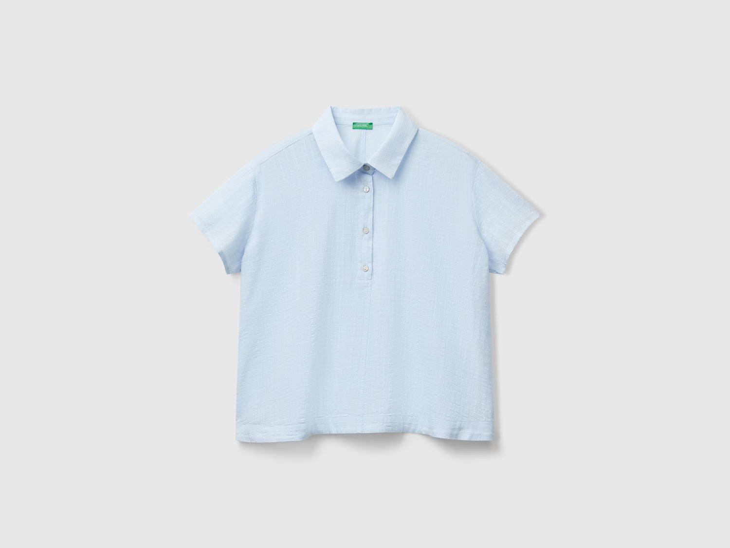 Camicia leggera a manica corta da donna celeste | Benetton Outlet