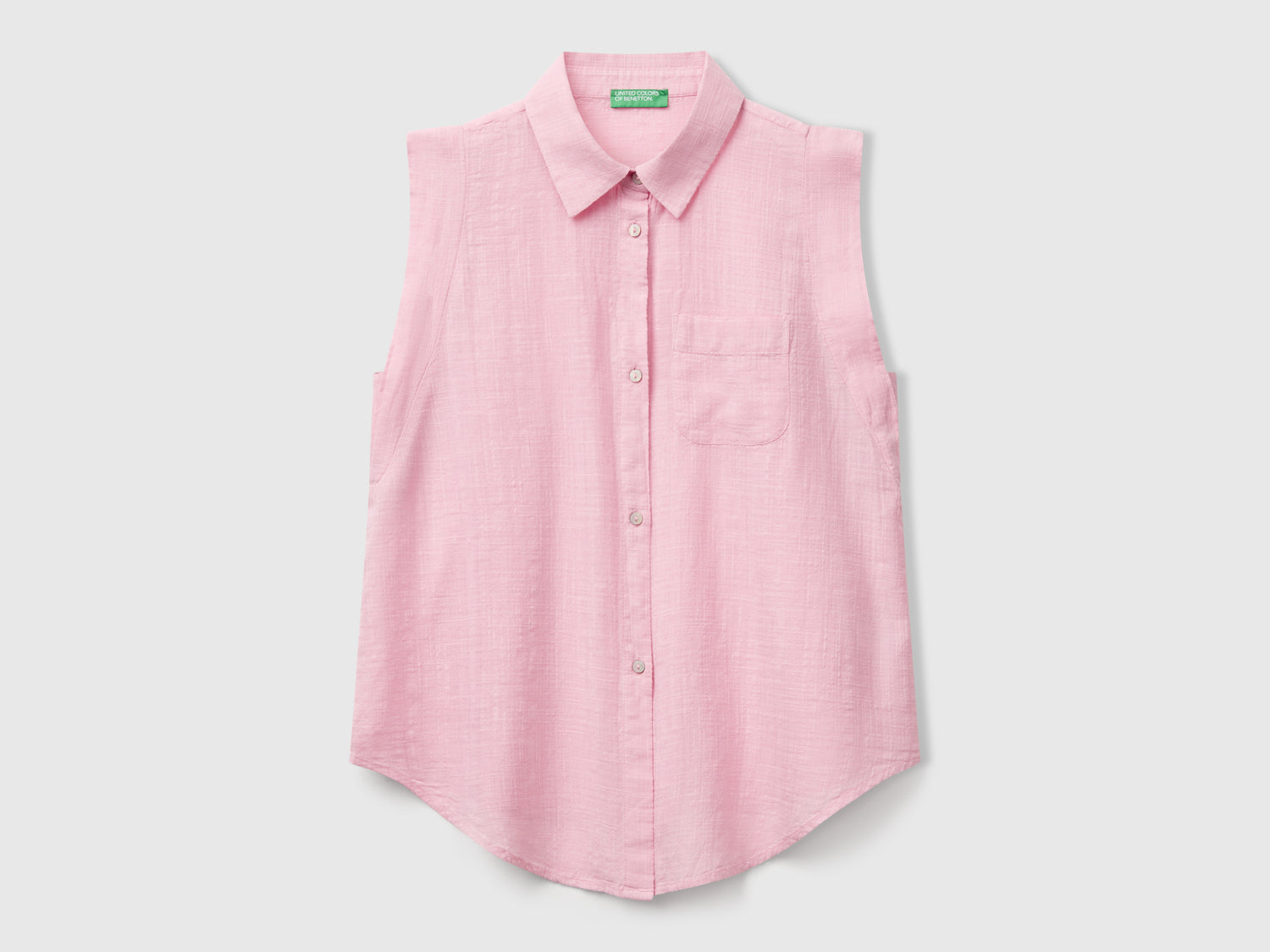 Camicia smanicata con nodo da donna rosa pastello | Benetton Outlet