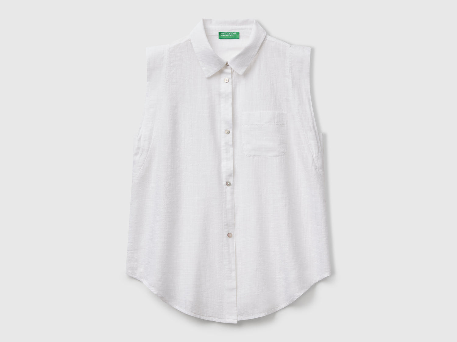 Camicia smanicata con nodo da donna bianco | Benetton Outlet