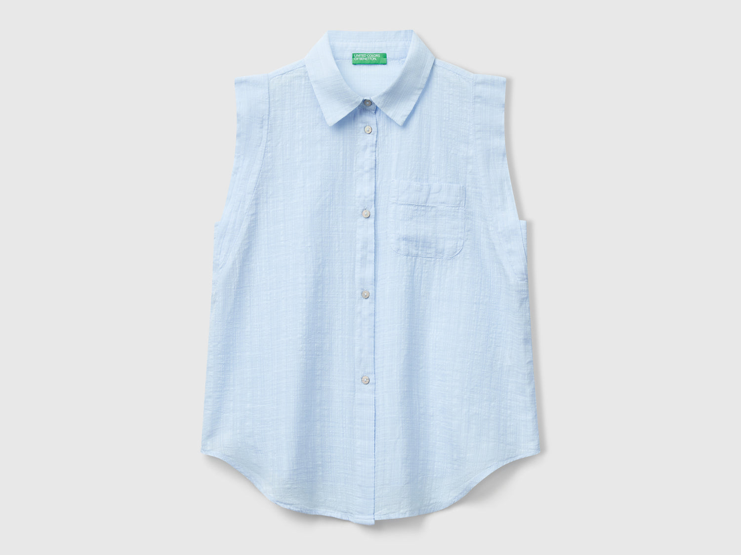 Camicia smanicata con nodo da donna azzurro | Benetton Outlet