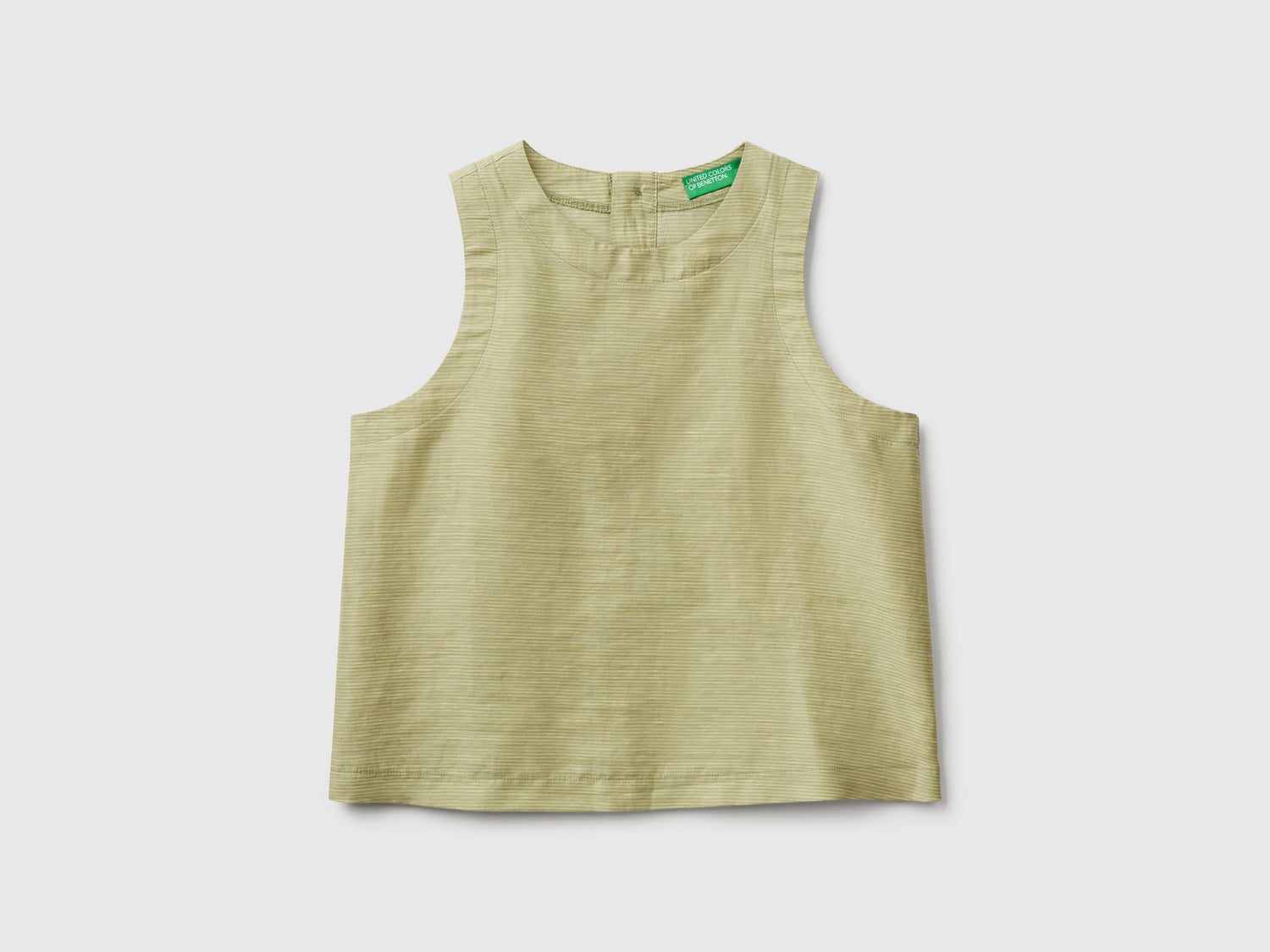 Blusa a righe in misto lino da donna verde oliva | Benetton Outlet