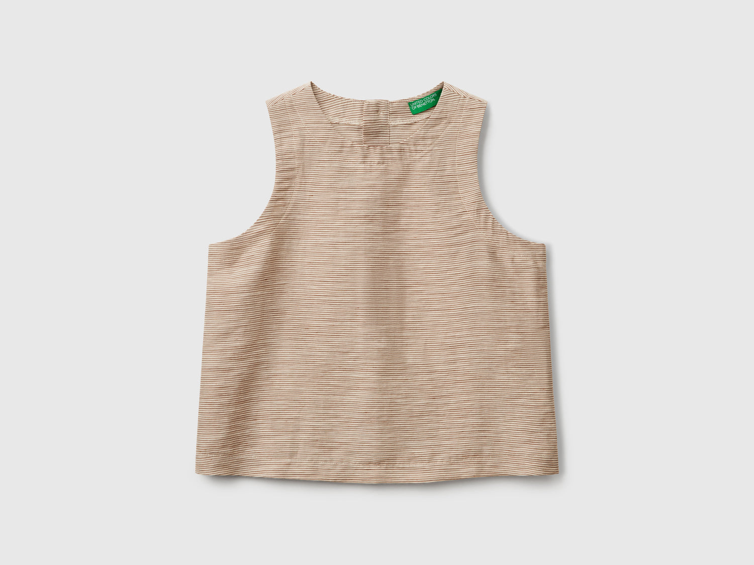 Blusa a righe in misto lino da donna marrone | Benetton Outlet