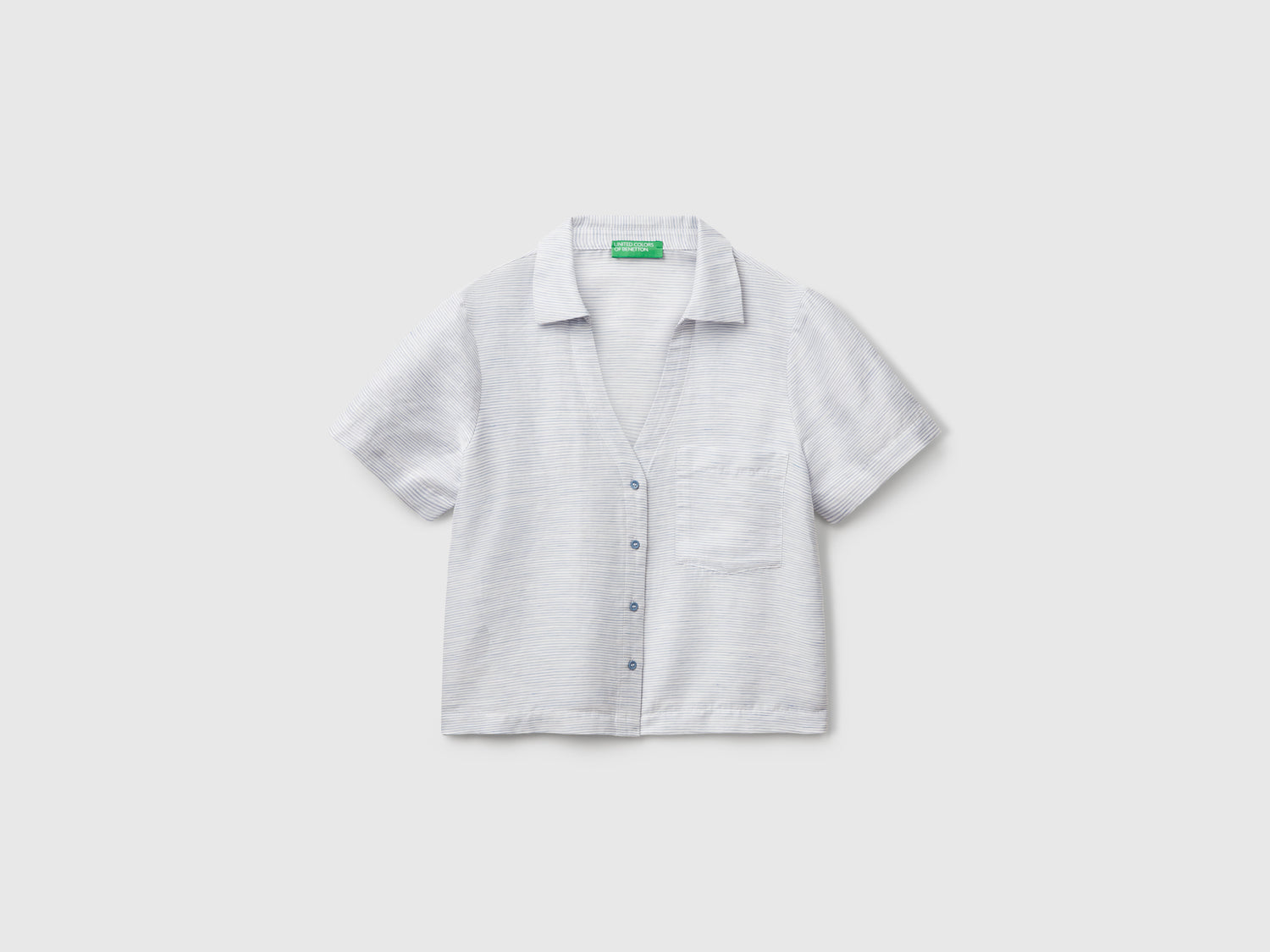 Camicia a righe in misto lino da donna avio | Benetton Outlet