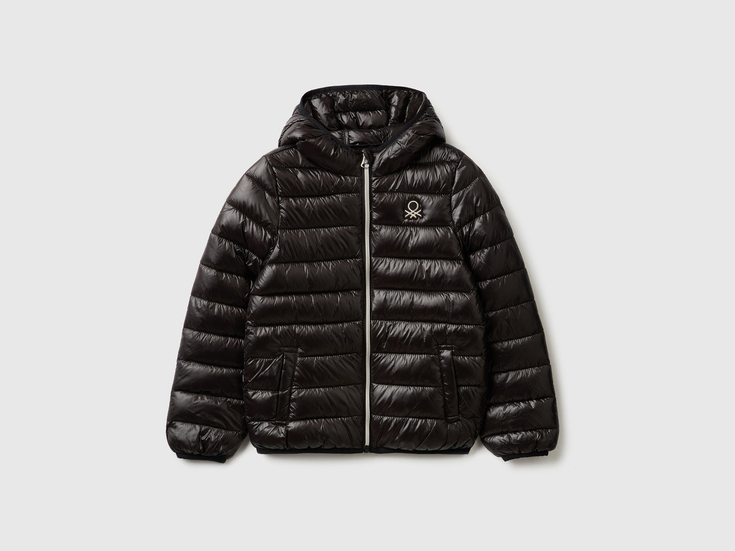 Padded jacket with hood da bambina nero | Benetton Outlet