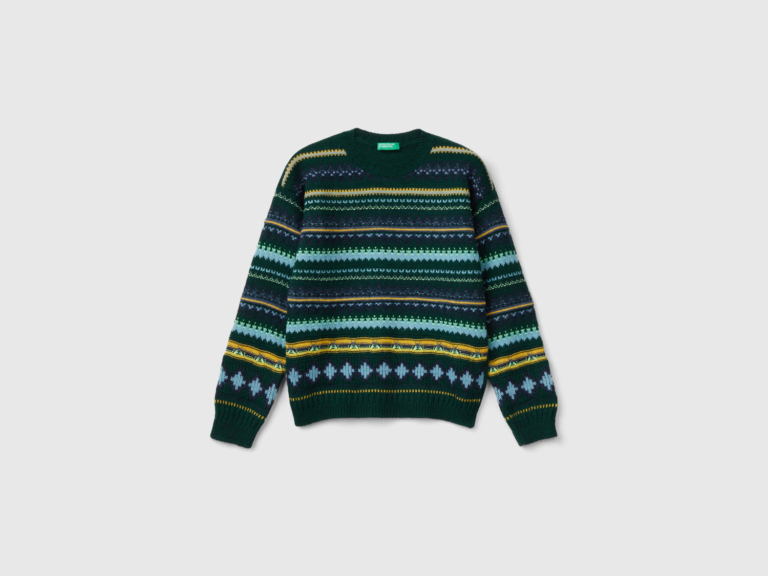 Wool blend jacquard sweater da bambino multi-color | Benetton Outlet
