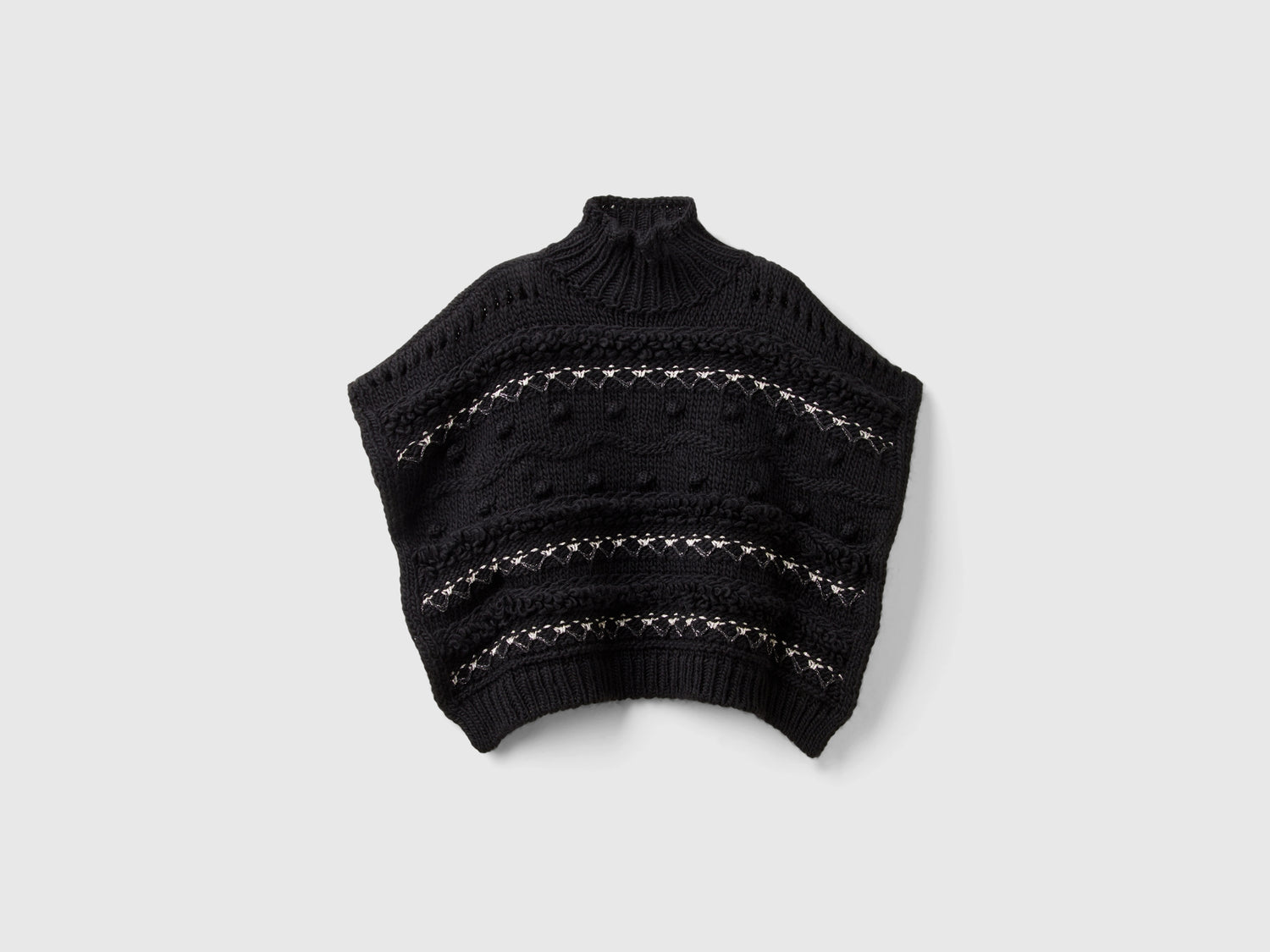 Cape worked with lurex da bambina nero | Benetton Outlet