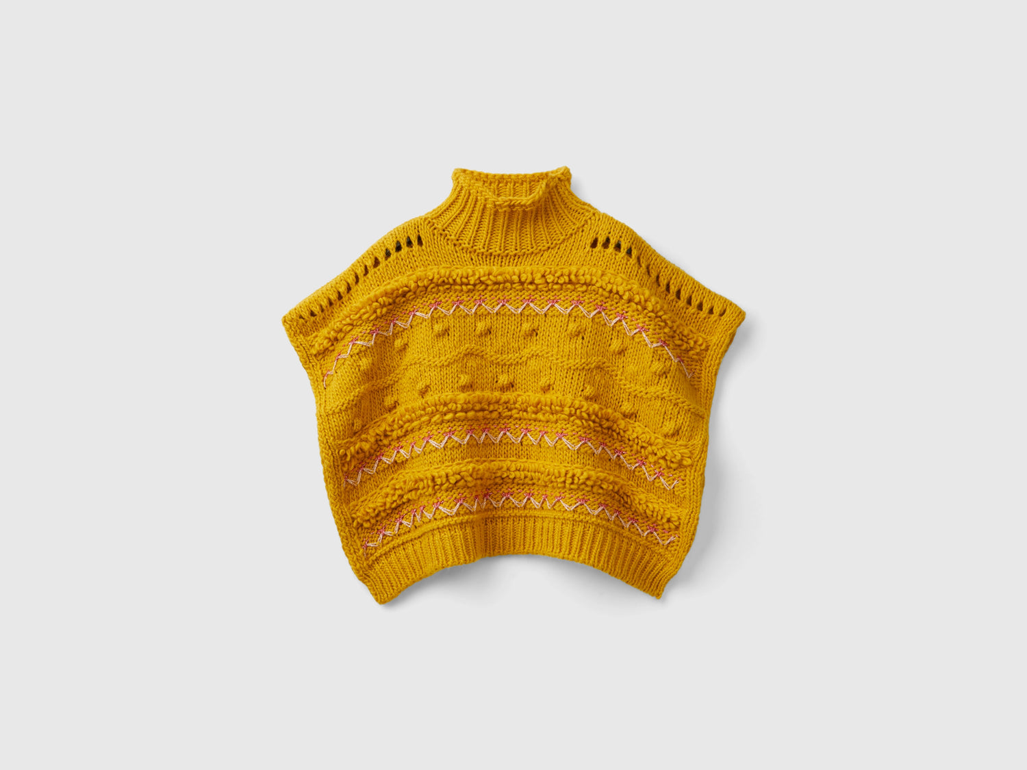 Cape worked with lurex da bambina senape | Benetton Outlet