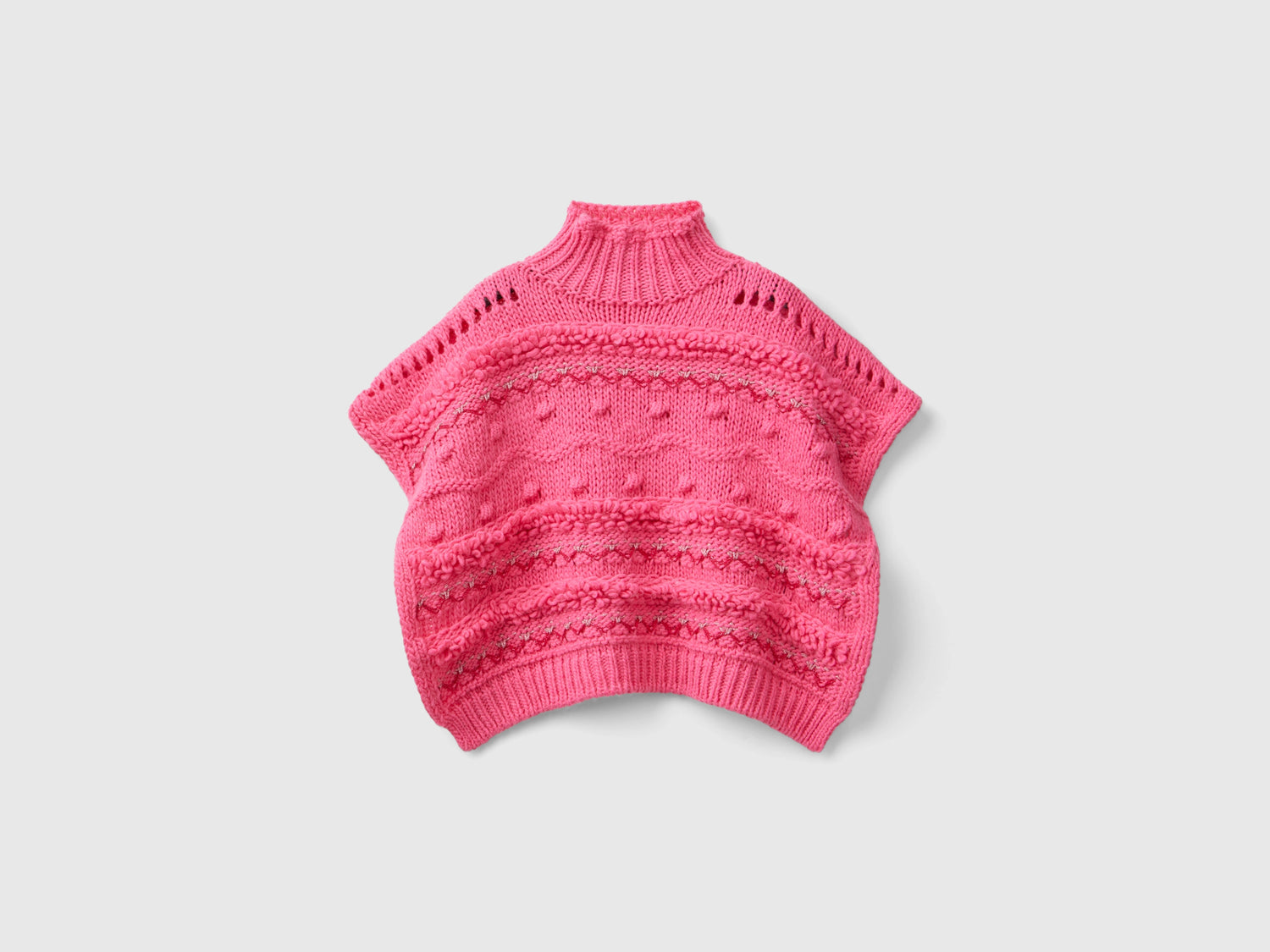 Cape worked with lurex da bambina fucsia | Benetton Outlet