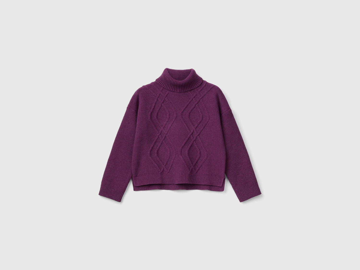 Diamond-patterned turtleneck sweater da bambina malva | Benetton Outlet