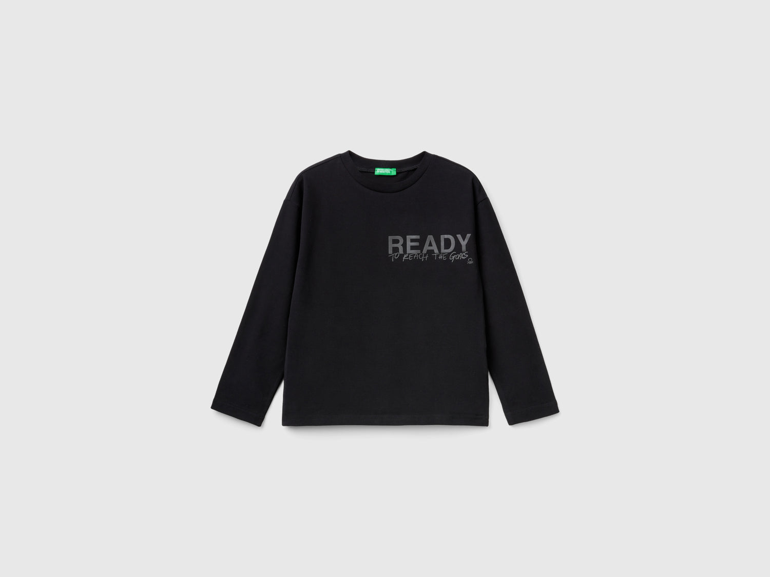 Maglietta con stampa spessorata da bambino nero | Benetton Outlet