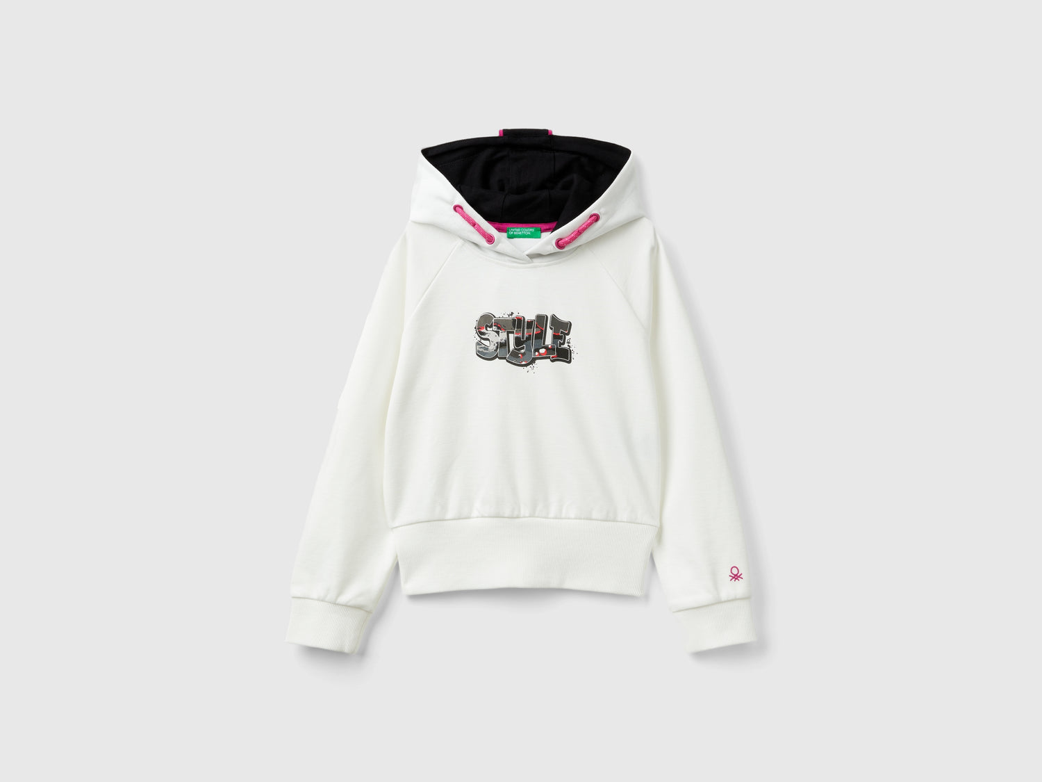 Printed hoodie da bambina bianco panna | Benetton Outlet