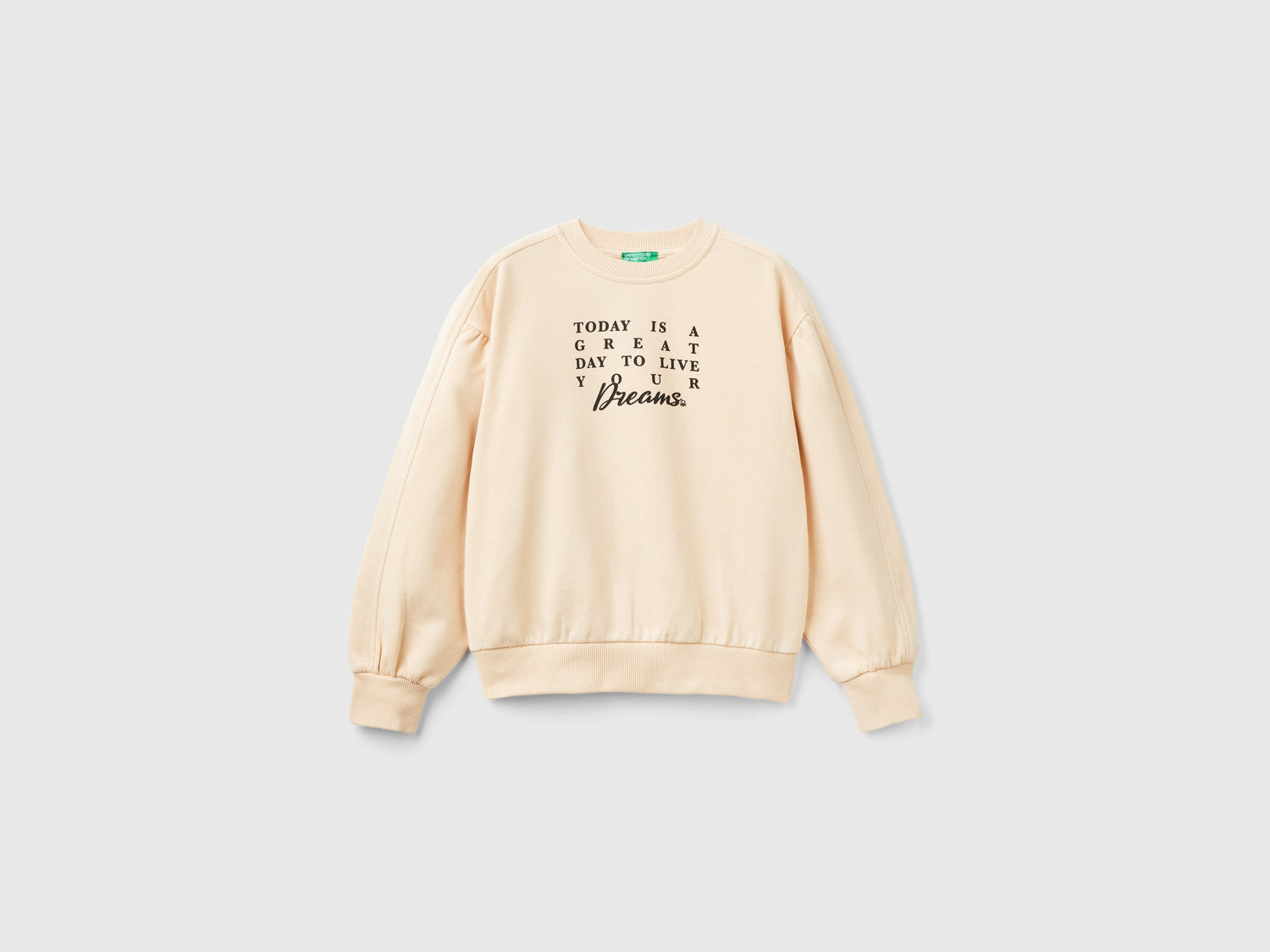 Felpa con stampa davanti e dietro da bambina rosa tenue | Benetton Outlet