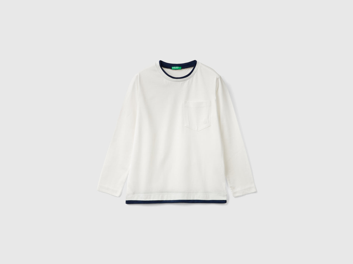 Maglietta in cotone bio da bambino bianco panna | Benetton Outlet