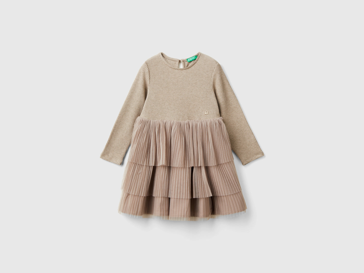Dress with tulle skirt da bimba tortora | Benetton Outlet