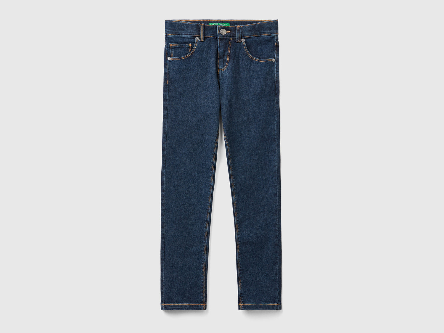 Jeans slim fit cinque tasche da bambina blu scuro | Benetton Outlet