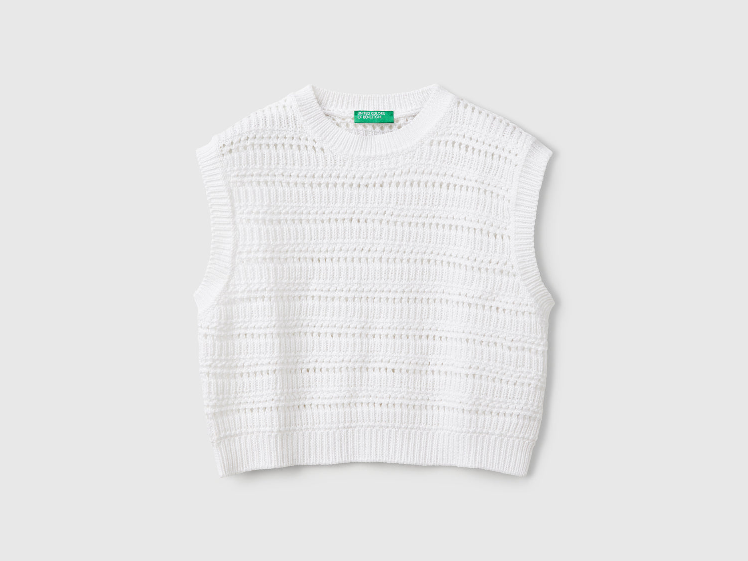 Worked vest da bambina bianco | Benetton Outlet
